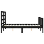 ZNTS Bed Frame without Mattress Black 140x190 cm Solid Wood Pine 3192085