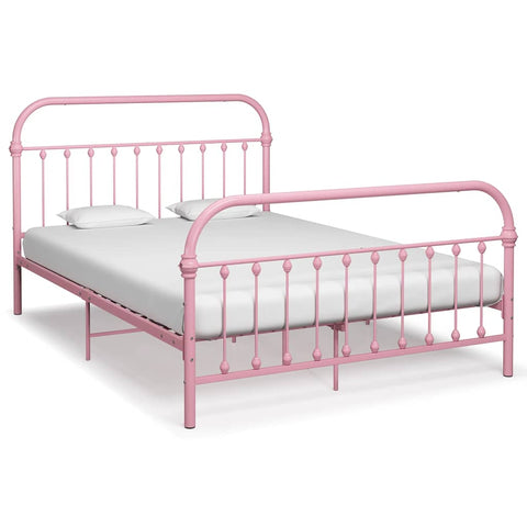 284512 Bed Frame without Mattress Pink Metal 120x200 cm