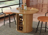 Round bar table with storage, 91.6cm high standing table with cabinet, MDF wood look, load capacity N639P442895D