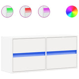 TV Wall Cabinet with LED Lights White 100x31x45 cm 852292
