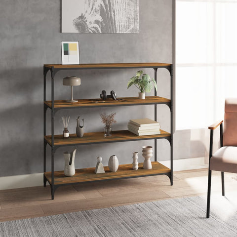 ZNTS Book Cabinet Smoked Oak 100x33x100 cm Engineered Wood and Steel 819359