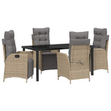 Garden Dining Set with Cushion 5 pcs Beige Poly Rattan 3380564