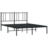 Metal Bed Frame without Mattress with Headboard Black 150x200cm 352482