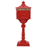 Standing Mailbox Red 42.5 x 29.5 x 117 cm Cast Aluminum 42023494