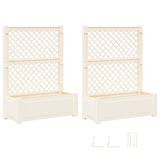 Big Planter with Trellis 2 pcs White 143 x 143 x 133.5 cm PP 42041725