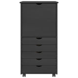 Rolling Cabinet Grey 53 x 39 x 103 cm Solid Pine Wood 42028370