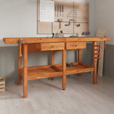 Workbench with Drawers and Vices 192x62x83 cm Solid Wood Acacia 153325