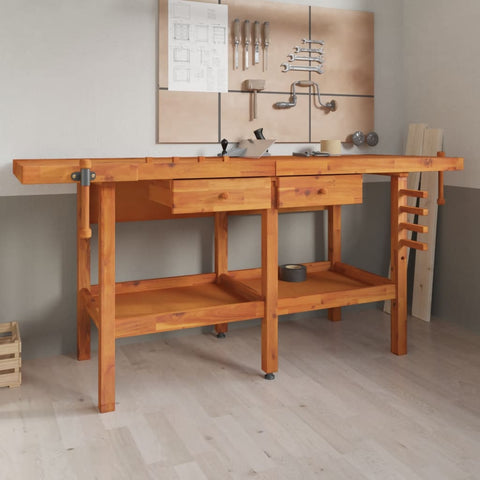 Workbench with Drawers and Vices 192x62x83 cm Solid Wood Acacia 153325