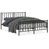 Metal Bed Frame without Mattress with Footboard Black 150x200cm 374457