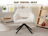 360 Degree Swivel Accent Chair, Teddy Fleece Fabric Armchair, Upholstered Tufted Vanity Chair with T3398P377852