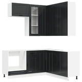 Kitchen Unit PORTO 8 pcs Black Engineered Wood 3438422