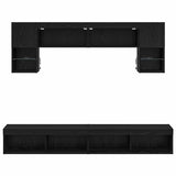 TV Wall Units with LED 6 pcs Black Oak Engineered Wood 3402964