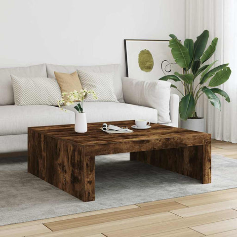 ZNTS Coffee Table Smoked Oak 100x100x35 cm Engineered Wood 815996