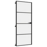 Interior Door Slim Black 83x201.5 cm Tempered Glass and Aluminium 155119