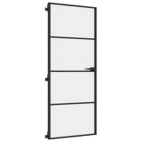 Interior Door Slim Black 83x201.5 cm Tempered Glass and Aluminium 155119