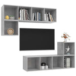 4 Piece TV Cabinet Set Concrete Grey Engineered Wood 3079812