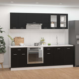 ZNTS 8 Piece Kitchen Cabinet Set Black Engineered Wood 3067648