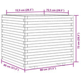 Garden Planter Wax Brown 80x80x72 cm Solid Wood Pine 3282626