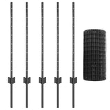 Welded Wire Fence 10 x 0.8 m PVC-Coated Steel Grey Mesh 3336056