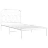 Metal Bed Frame without Mattress with Headboard White 107x203cm 377162