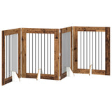 Dog Gate with Stands 4 pcs Old Wood 80 x 100 cm Engineered Wood 892047