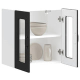 Kitchen Wall Cabinet with Glass Door Kalmar Black Engineered Wood 853668