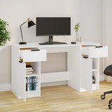 Desk with Side Cabinet White Engineered Wood 3115908