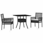 Garden Dining Set 3 pcs Black Poly rattan 3334923