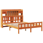 ZNTS Bookcase Bed without Mattress Wax Brown 150x200 cm King Size Solid Wood Pine 3322191