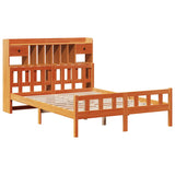 ZNTS Bookcase Bed without Mattress Wax Brown 150x200 cm King Size Solid Wood Pine 3322191