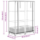 ZNTS Raised Bed with Greenhouse Cover Rattan Look 80x40x123 cm 4015838