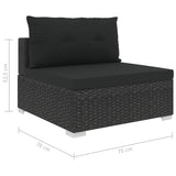 6 Piece Garden Lounge Set with Cushions Poly Rattan Black 46745