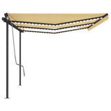 Manual Retractable Awning with LED 6x3.5 m Yellow and White 3070283