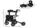 4 Wheel Rollator with Seat and Back, Folding Mobility Walker with Carry Bag, Adjustable Height, Dual T3398P344117