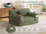 1-Seater Sleeper Sofa, Compressed Corduroy Sofa with High Backrest, Metal Frame, High-Density Foam, W3779P501255