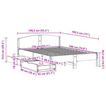 ZNTS Bed Frame without Mattress 135x190 cm Double Solid Wood Pine 3301836