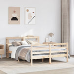 ZNTS Bed Frame without Mattress 135x190 cm Double Solid Wood Pine 3305816