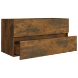 Sink Cabinet Smoked Oak 90x38.5x45 cm Engineered Wood 815654