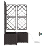 Garden Planter 3 pcs Brown 80 x 80 x 142 cm PP 42002831