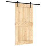 Sliding Door Natural and Black 100 x 210 cm Solid Pine Wood 3444922
