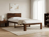 Single Bed Frame with Headboard ROSTOCK Dark Brown 90 x 190 cm 903314