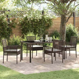 Garden Dining Set with Cushion 5 pcs Brown Poly rattan 3379873