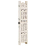 Hand carved 4-Panel Room Divider White 160x165 cm Solid Mango Wood 285319
