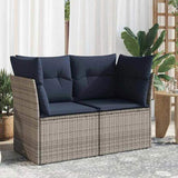 Garden Sofa with Cushion 8 pcs Grey and navy Poly rattan 366164