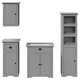 4 Piece Bathroom Furniture Set BODO Grey Solid Wood Pine 3307652