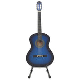 12 Piece Classical Guitar Beginner Set Blue 4/4 39 70109