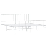 Metal Bed Frame without Mattress with Footboard White 193x203cm 352553