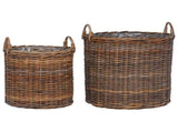 Planter Basket with Storage 2 pcs Brown Lacak Rattan 42020952
