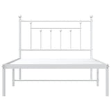 Bed Frame White Powder-Coated Steel Single Bed Frame 353581