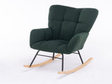 Mid Century Modern Teddy Fabric Tufted Upholstered Rocking Chair Padded Seat For Living Room W139760757